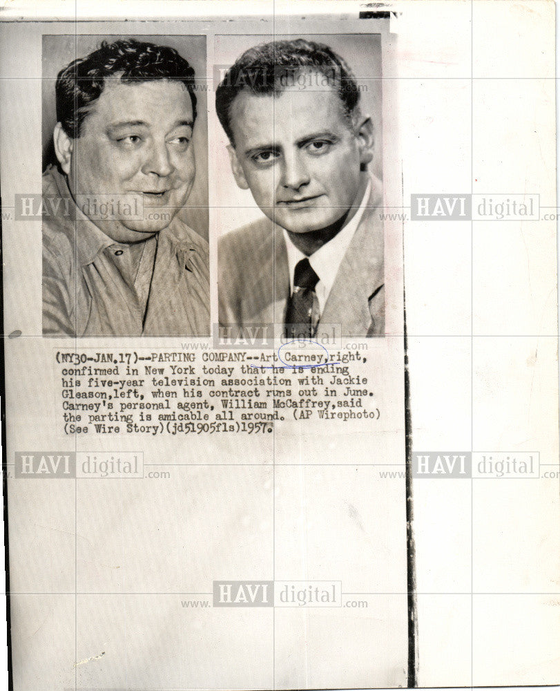 1957 Press Photo Art Carney Gleason Career Highlight - Historic Images