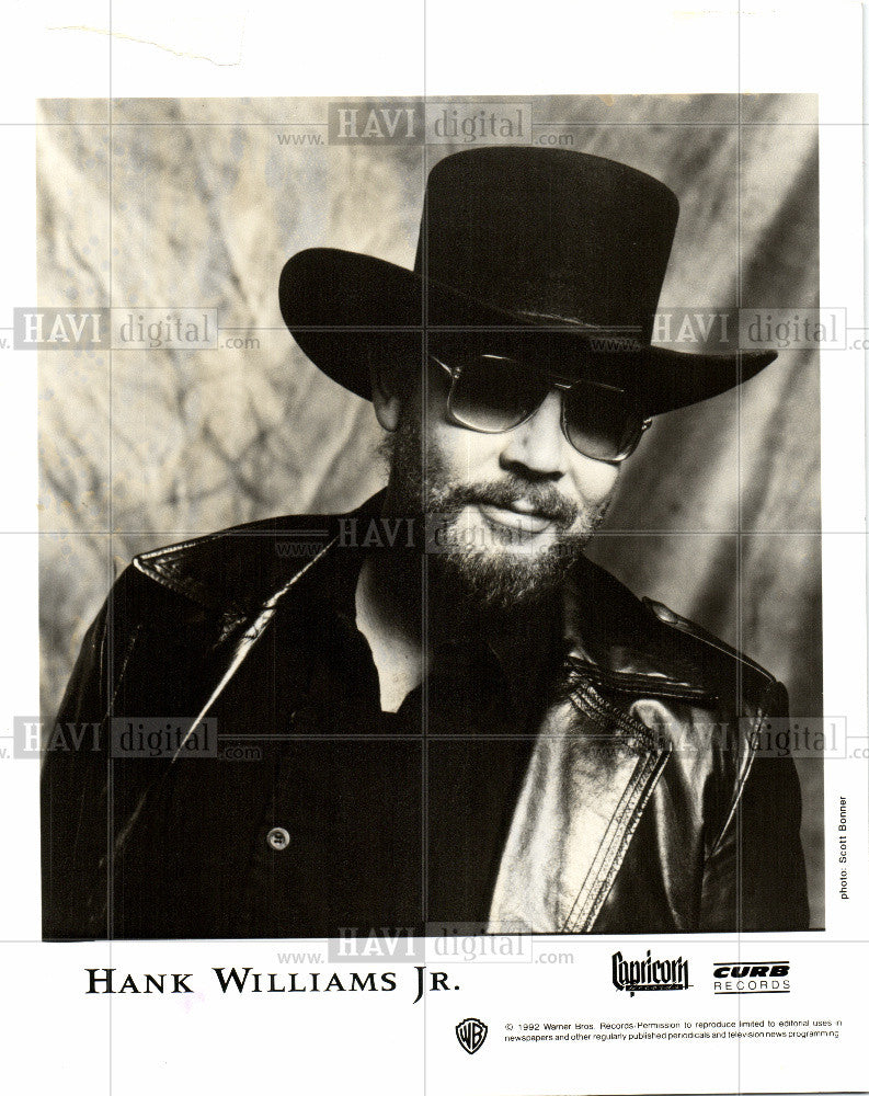 1992 Press Photo Hank Williams Jr. Singer Songwriter - Historic Images