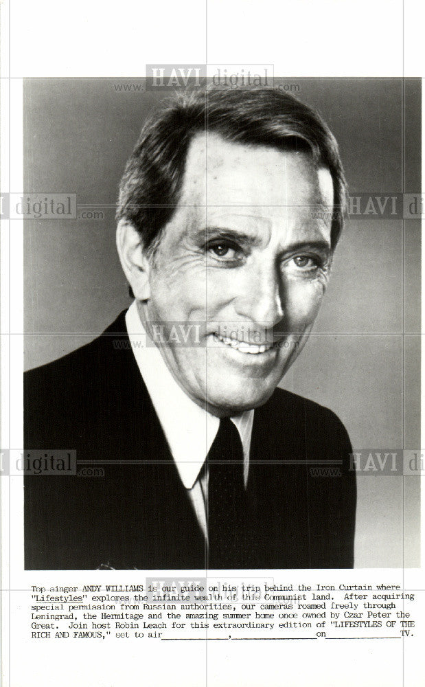 1985 Press Photo AndyWilliams, Top Singer is our guide. - Historic Images