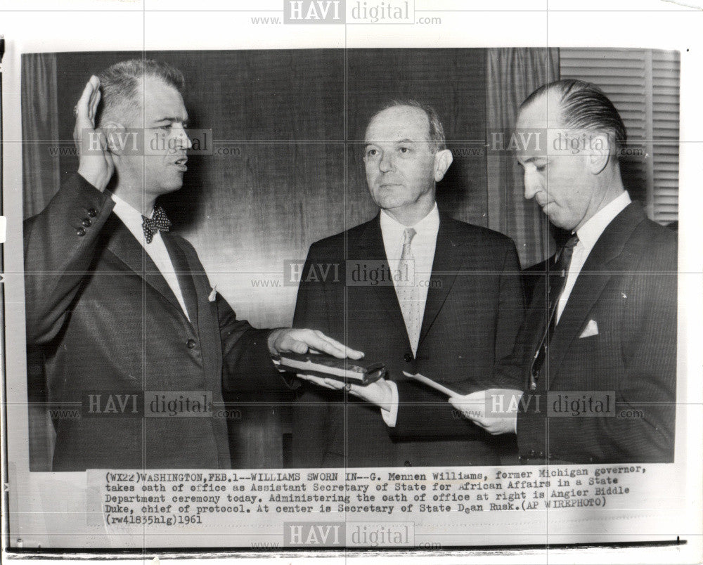 1961 Press Photo Mennen Williams, former Michigan Gov. - Historic Images