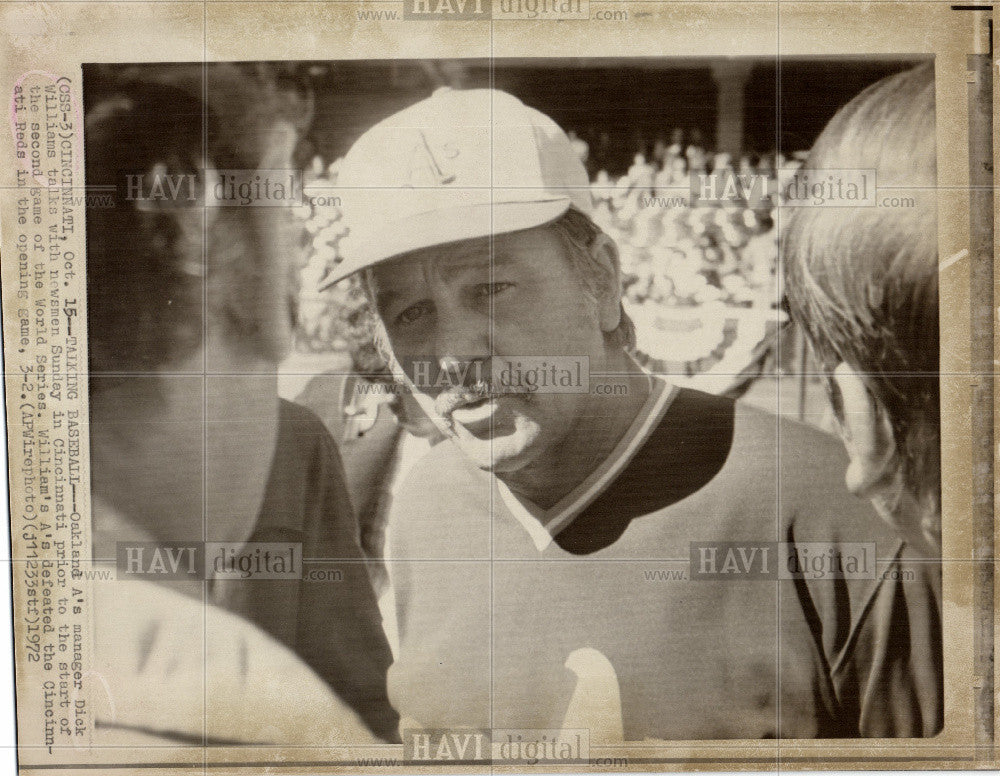 1972 Press Photo dick williams baseball manager - Historic Images