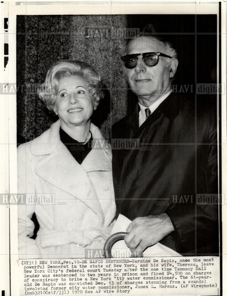 1970 Press Photo Carmine De Sapio sentenced bribery - Historic Images