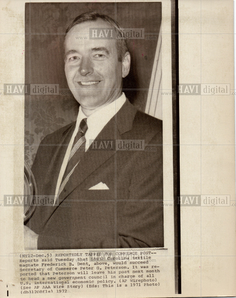 1972 Press Photo Commerce Secretary Dent Frederick - Historic Images