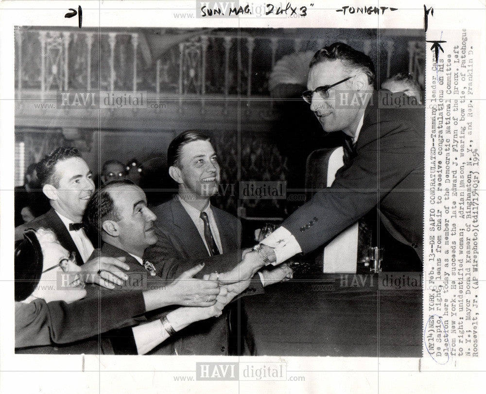 1954 Press Photo Carmi De Sapio DNC Election Winner - Historic Images