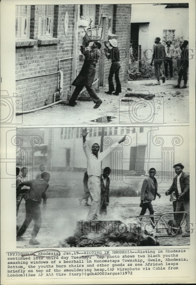 1972 Press Photo Monomatapa Township, Gwelo, Rhodesia Rioting - Historic Images