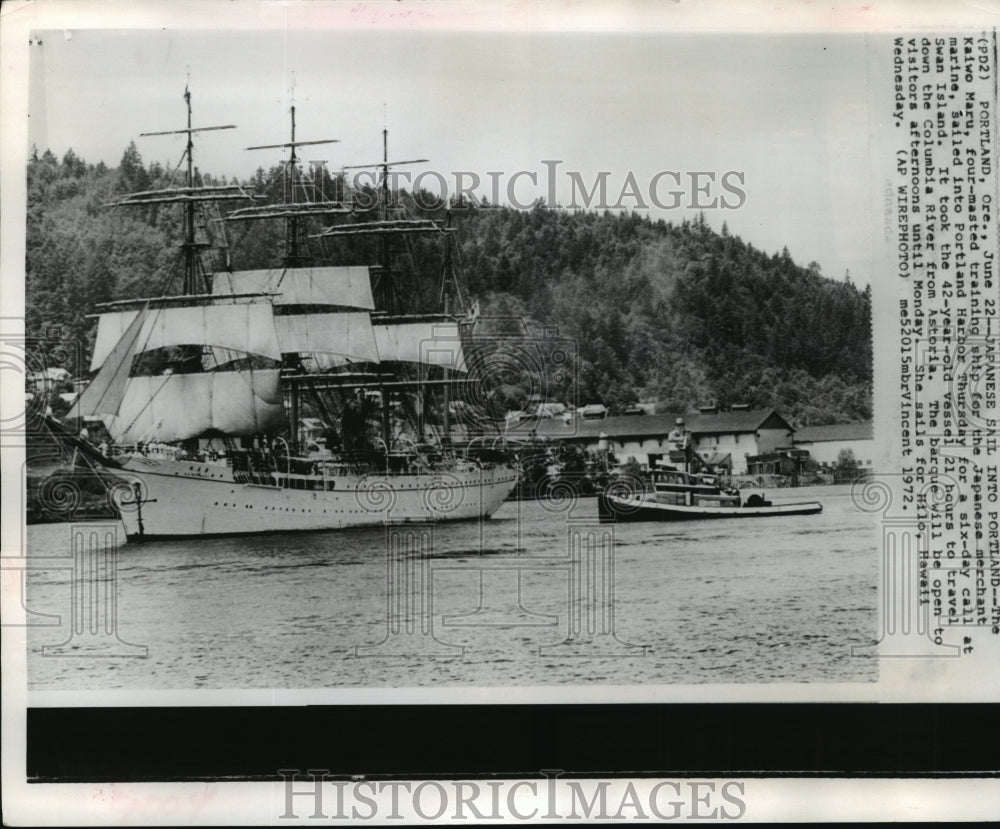 1972 Japanese Training Ship Kaiwo Maru Arrives in Portland, Oregon - Historic Images