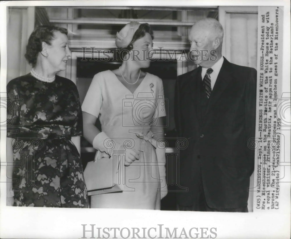 1959 Press Photo President Dwight Eisenhower w/ Princess Beatrix of Netherlands - Historic Images