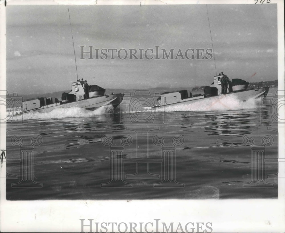 1965 Press Photo US Navy Gunboat Tested in Puget Sound, Washington - Historic Images