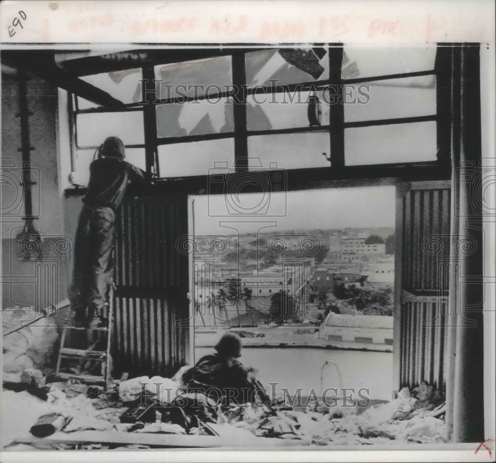 1965 Press Photo US Soldiers in Santo Domingo, Dominican Republic Sniper Posts - Historic Images