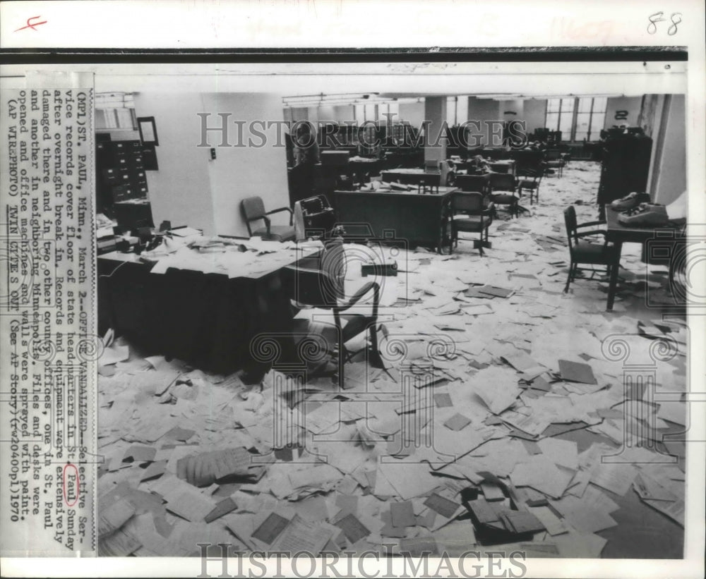 1970 Press Photo St Paul, Minnesota State Headquarters Office Vandalized - Historic Images