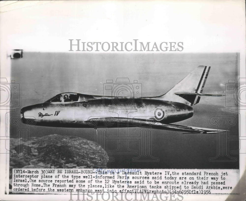 1956 Press Photo Dassault Mystere IV French Jet Plane - Historic Images