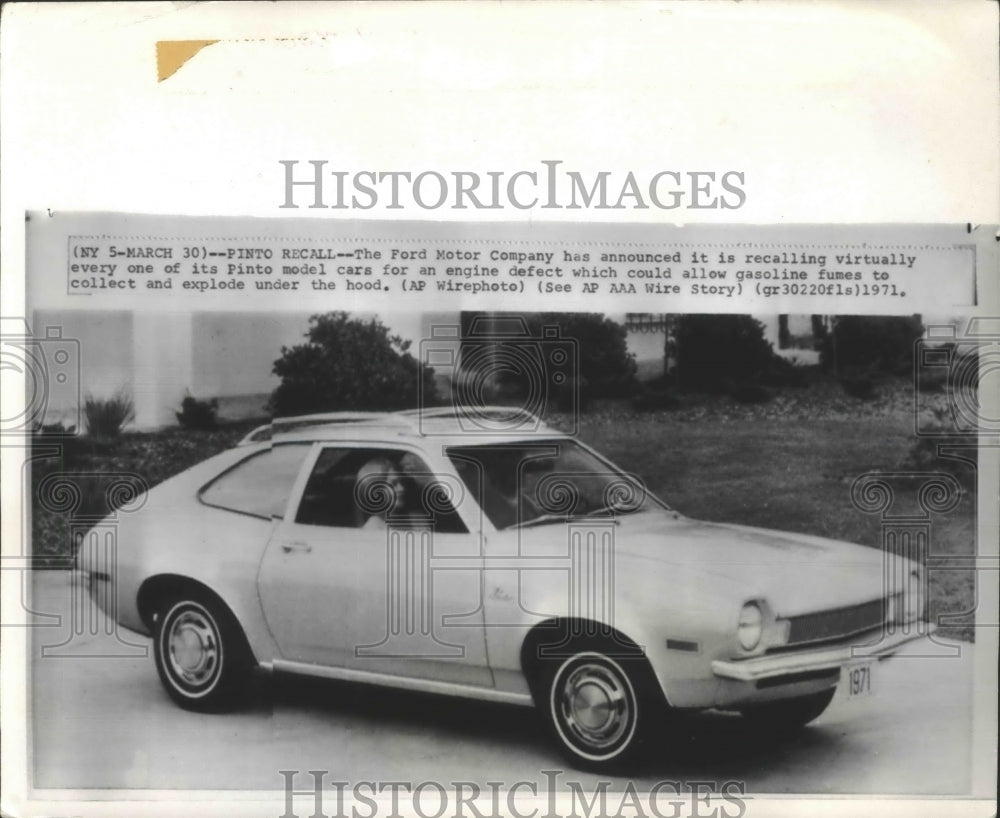 1973 Press Photo Pinto Model Car Recalled by Ford Motor Company - Historic Images