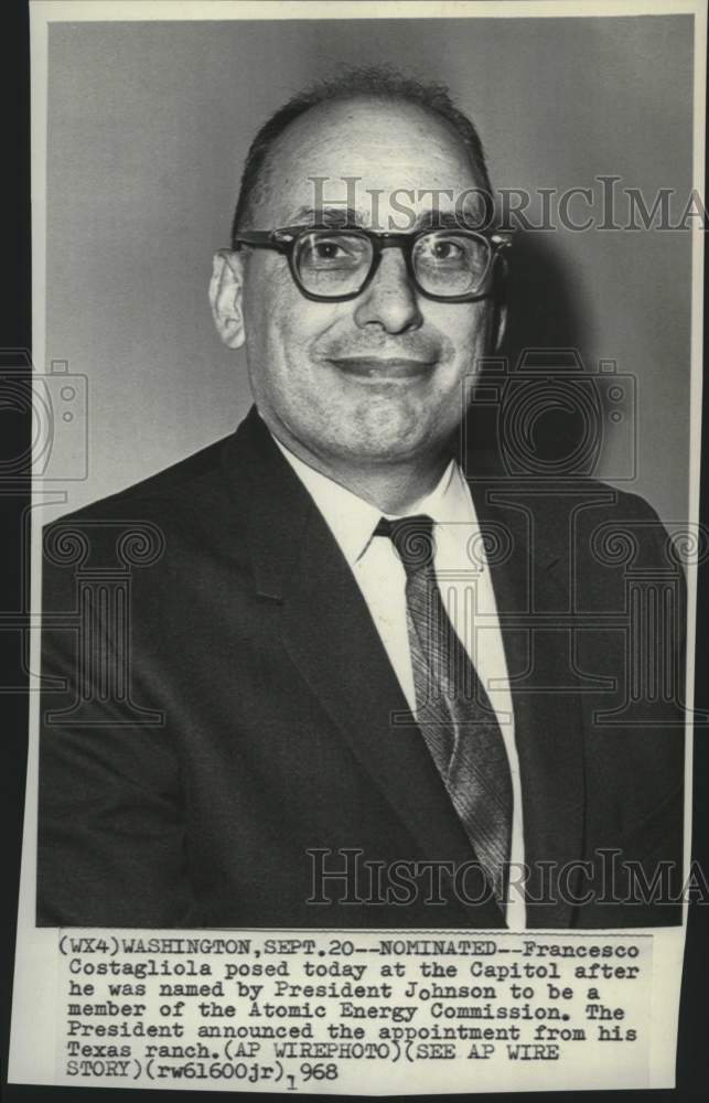 1968 Press Photo Member Of The Atomic Energy Commission Francesco Costagliola - Historic Images