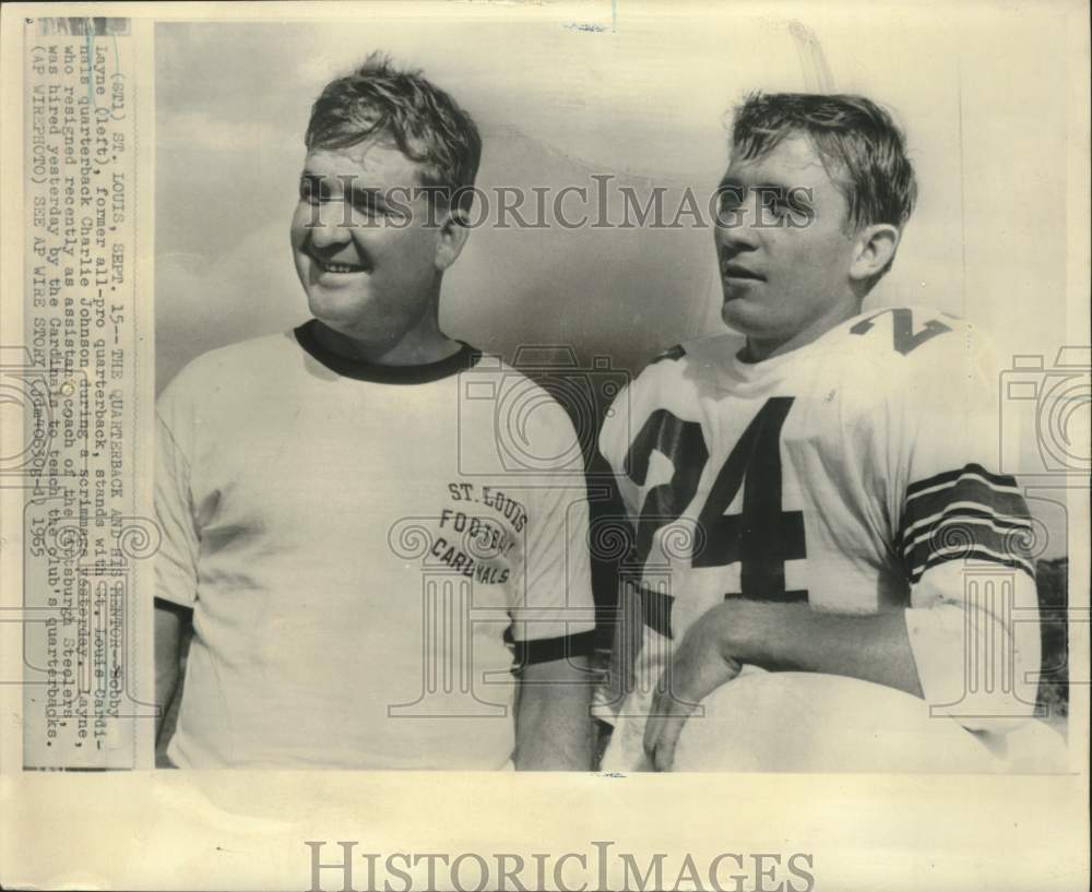 1965 St Louis: Former Steelers Bobby Layne &  Charlie Johnson - Historic Images
