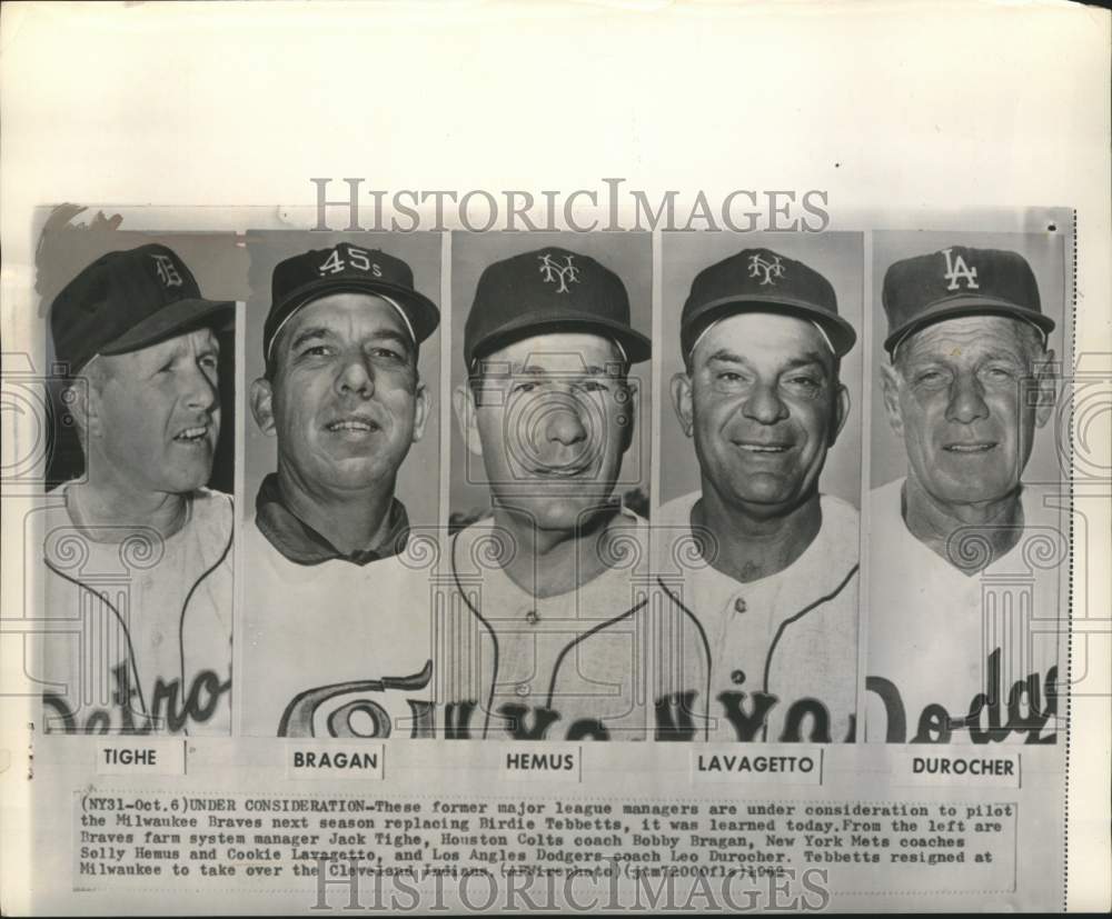 1962 Press Photo Major League baseball managers up to replace Birdie Tebbetts - Historic Images