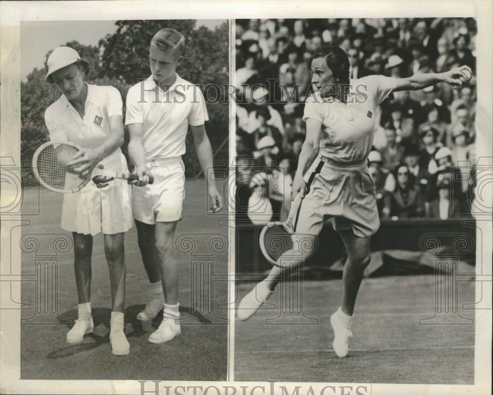 1956 Helen Jacobs, tennis champion teaches at New Jersey Court-Historic Images