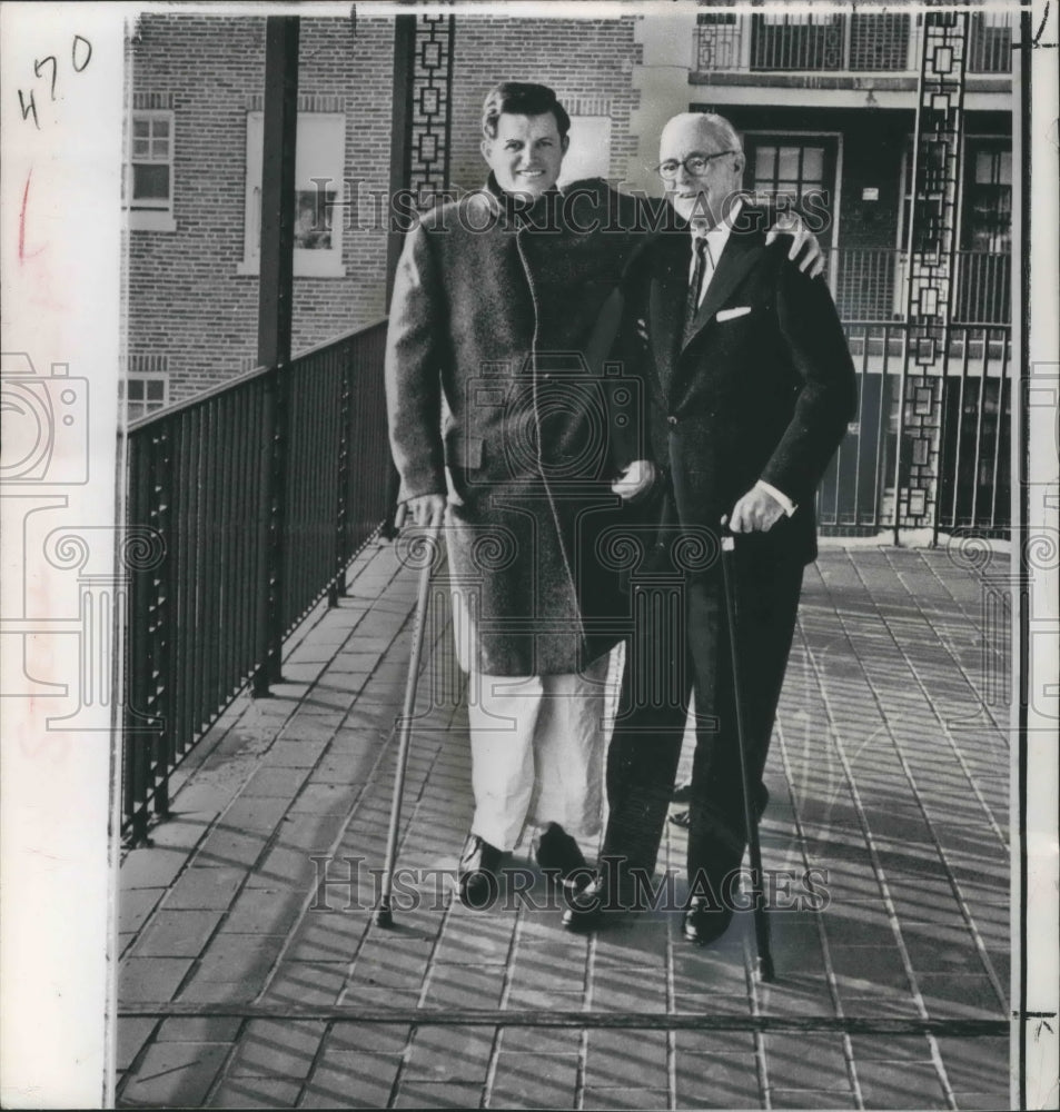 1964 Senator Edward Kennedy with Father Joseph at Boston Hospital - Historic Images