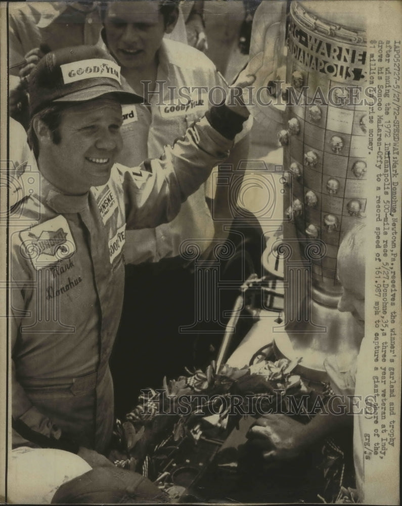 1972 Press Photo Mark Donahue Wins Indianapolis 500-Mile Race, Newton, PA-Historic Images