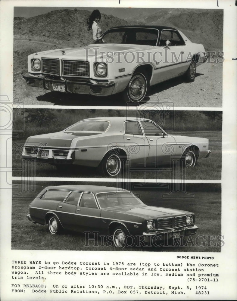 1974 Press Photo Dodge Caronet 1975 Sedans/Station Wagon Car - Historic Images