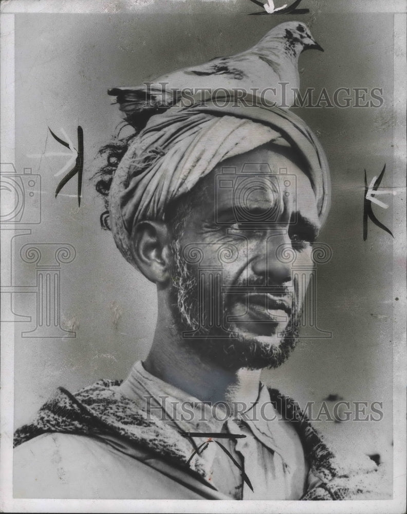 1955 National Actor Wears a Whole Bird on His Turban  - Historic Images