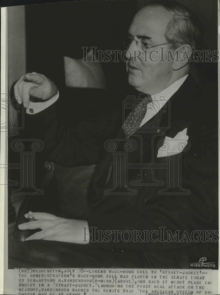 1937 Senator Arthur Vandenburg of Michigan on Wage - Historic Images