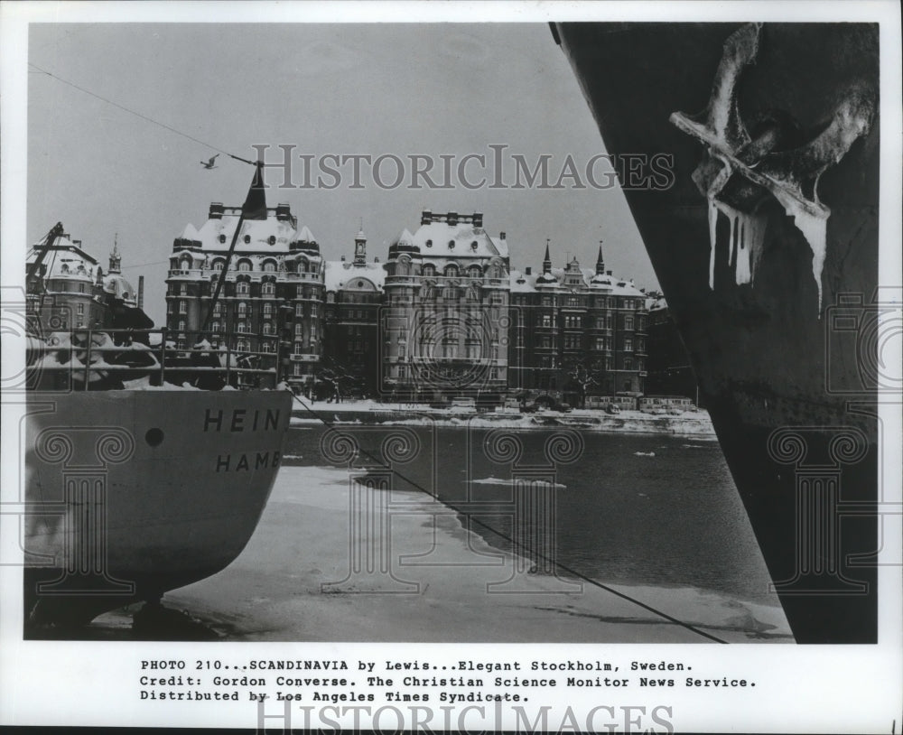 Press Photo Stockholm, Sweden Waterfront and Architecture - Historic Images