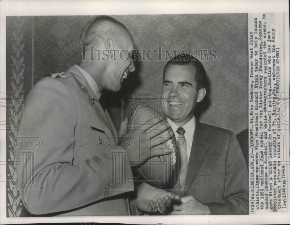 1959 Lt Pete Dawkins, Richard Nixon at Sister Kenny Foundation Meet - Historic Images