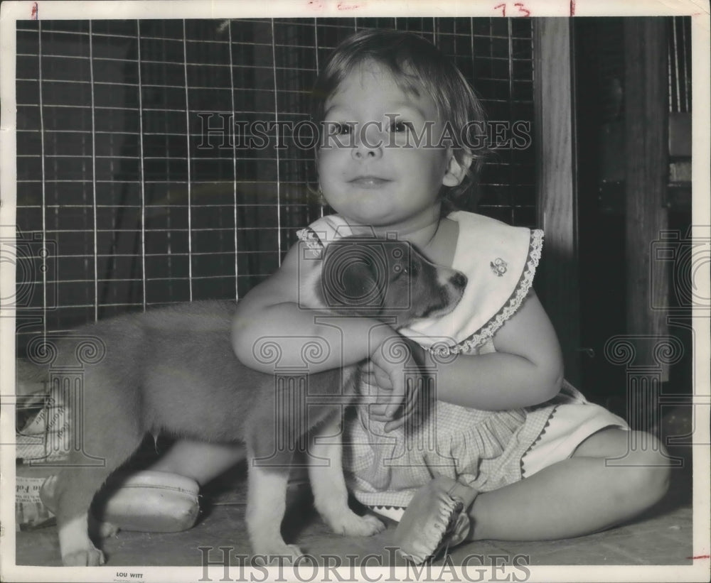 1962 Press Photo Tammy Willson with Collie puppy, Houston Livestock Show &amp; Rodeo- Historic Images