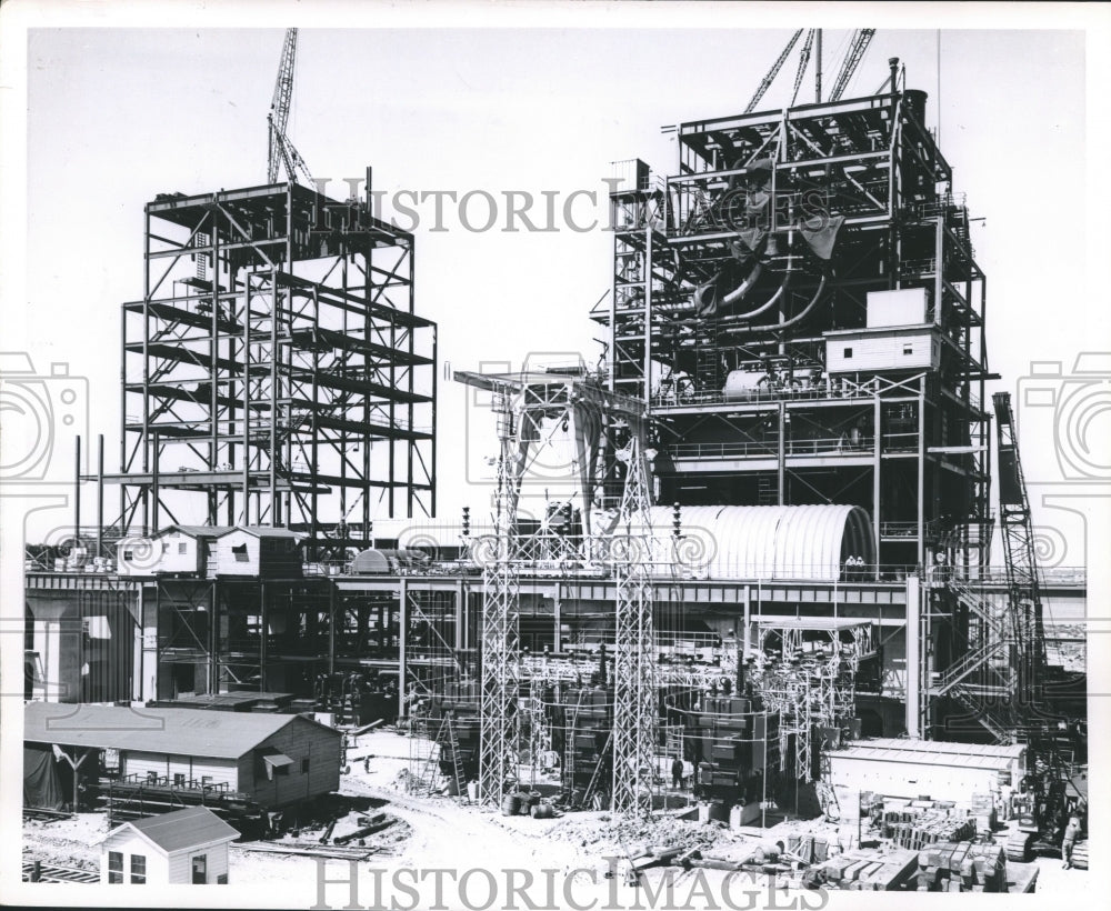 Press Photo Construction of Houston Lighting &amp; Power Co. Sam Bertron Plant - Historic Images