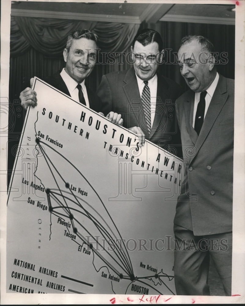 1961 Press Photo Aviation Officials Happy Over Victory in The Route Cases- Historic Images