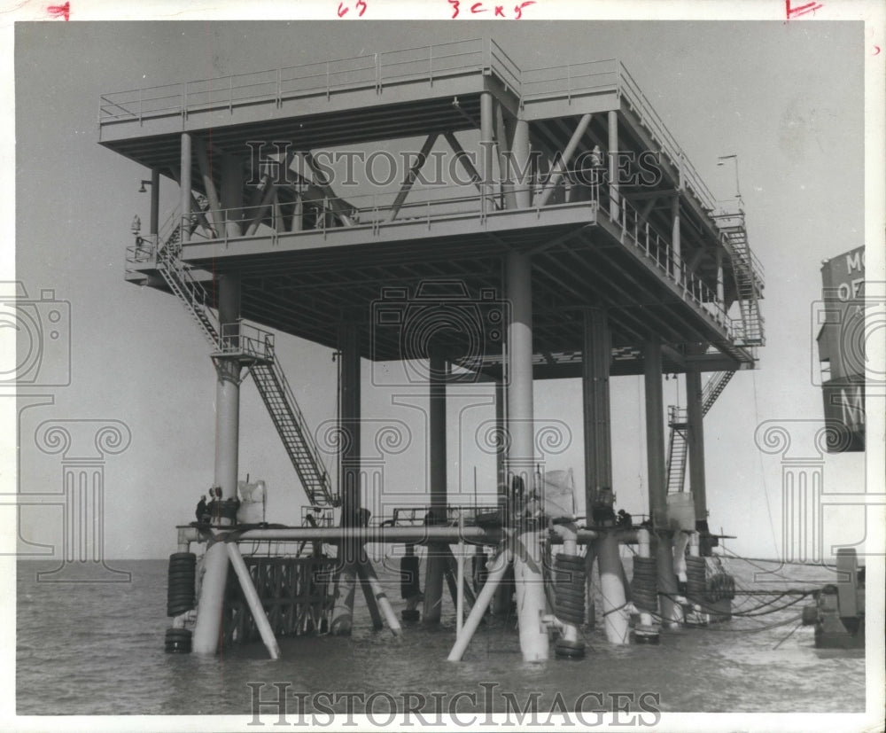 1969 Press Photo Texaco, Inc. Self-Contained Drilling Platform, Brazos Block 538 - Historic Images