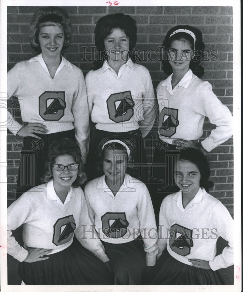 1963 Press Photo Lead Cheerleaders at Channelview Junior High School, Houston - Historic Images