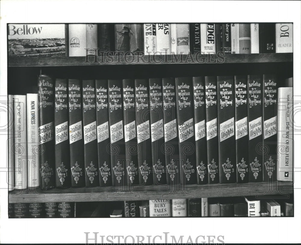 1984 Press Photo Books shelved at the bookstore. - hca12239 - Historic Images
