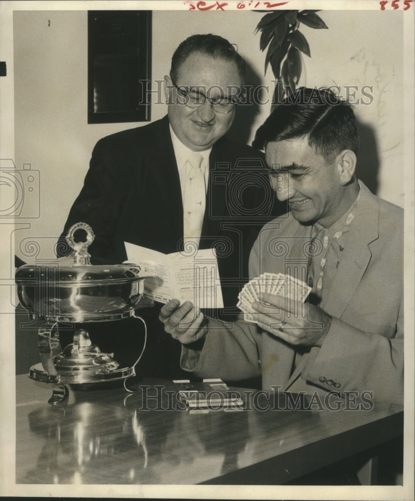1959 Press Photo Chronicle Bridge Trophy Winners G.R. Nail & D. Mervin Key - Historic Images