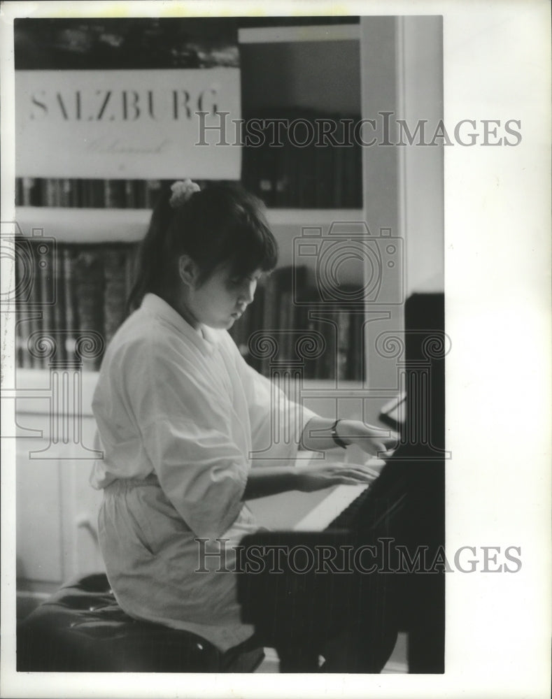 1988 Erica Sun Performs On Piano at Camp Mozart in Houston. - Historic Images