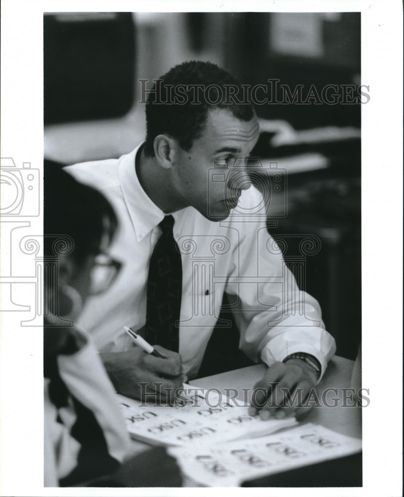 1991 USG College Student James Harris Gets Ready to Write. - Historic Images