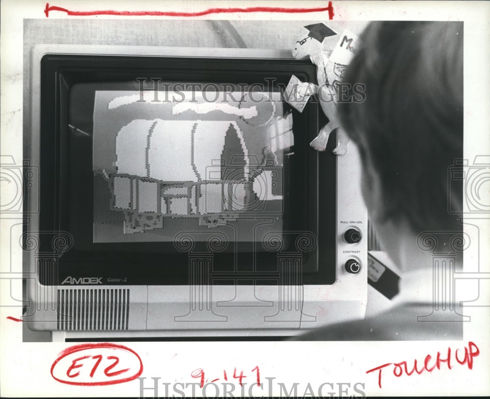 1984 Computer Graphic Covered Wagon Created By Student Lovett Odell - Historic Images