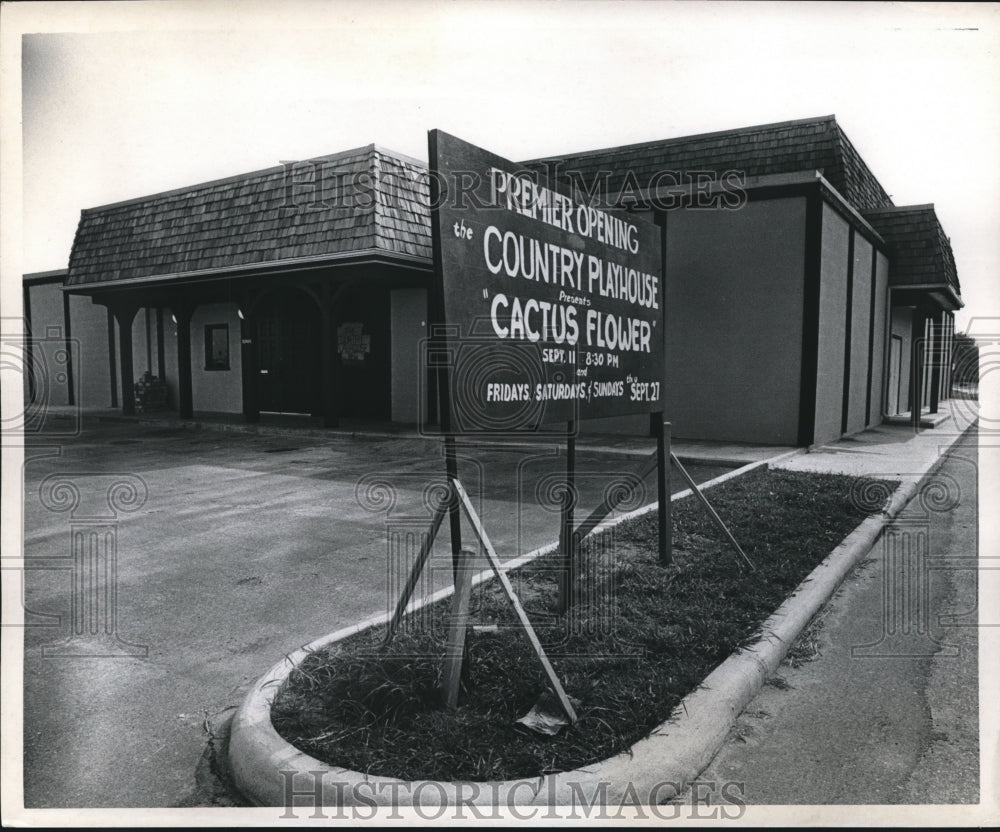 1970 Press Photo Sign for &quot;The Cactus Flower&quot; at The Country Playhouse - Historic Images