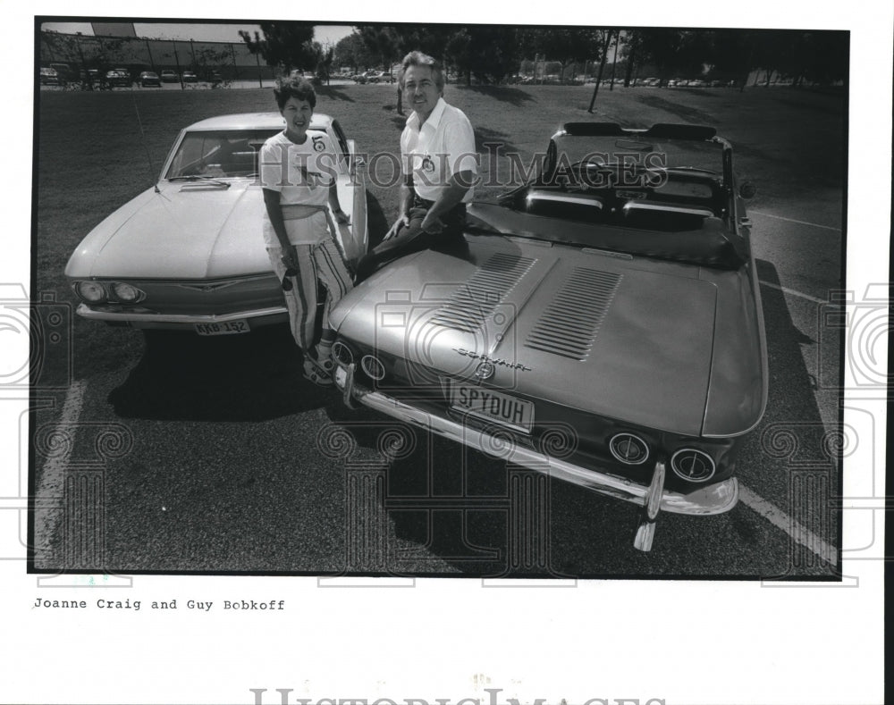 1985 A couple with a hardtop and convertible Corvairs - Historic Images