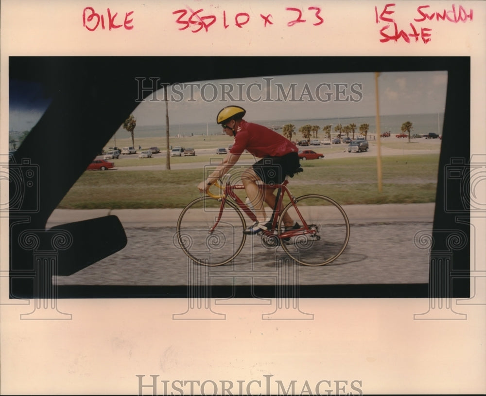 1995 Bicyclists Compete With Cars For Space in Corpus Christi, Texas - Historic Images