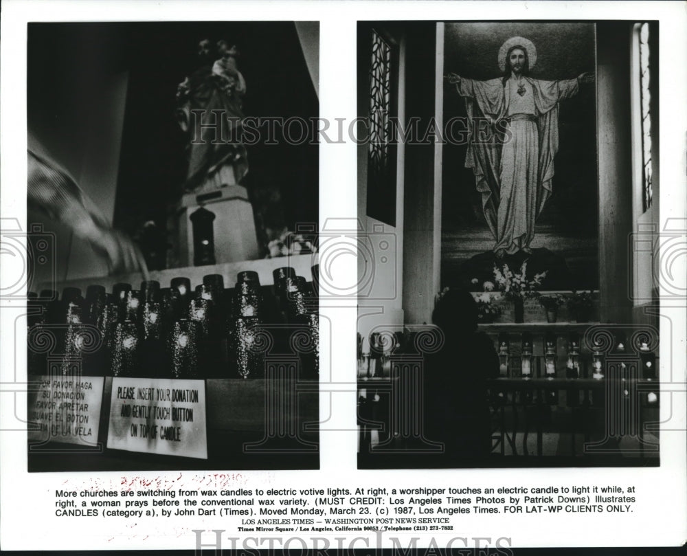 1987 Electric or wax candles at the Catholic Church - Historic Images