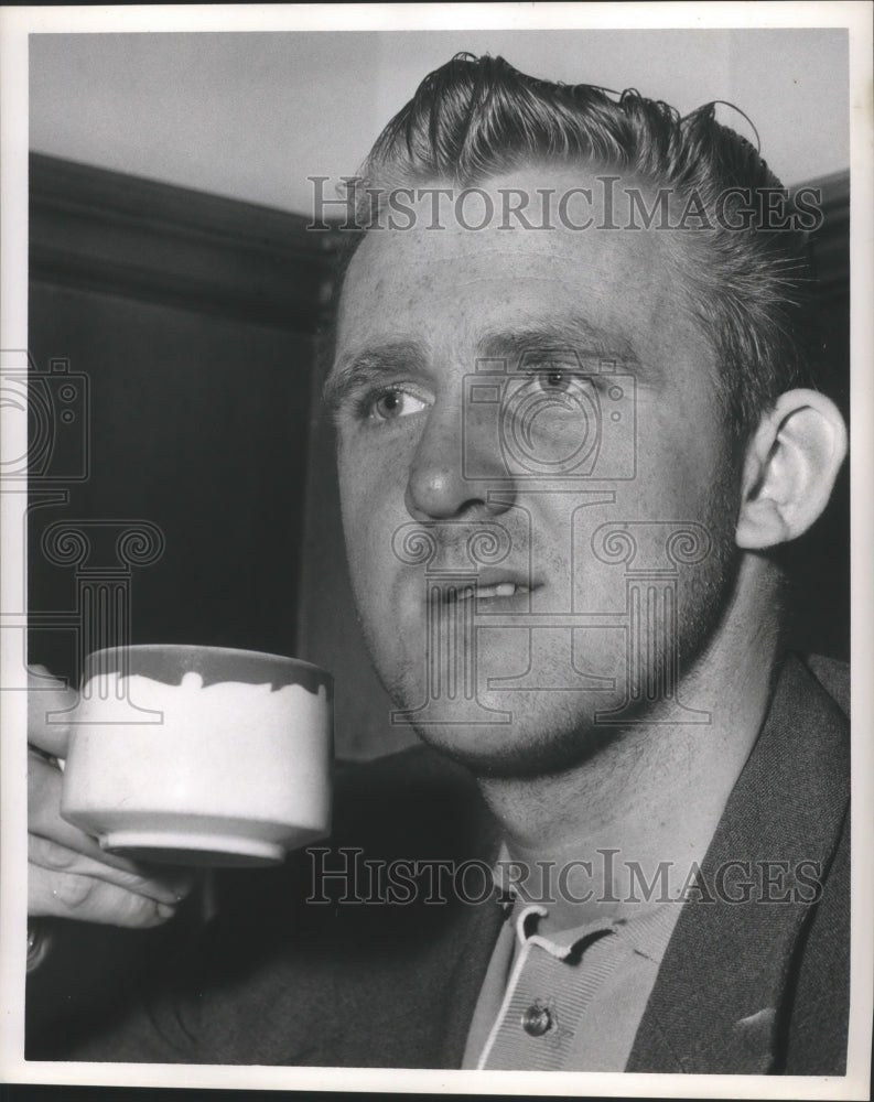 1961 Press Photo Bjorn Stenjor Crew Member On the Berean Norwegian Tanker. - Historic Images