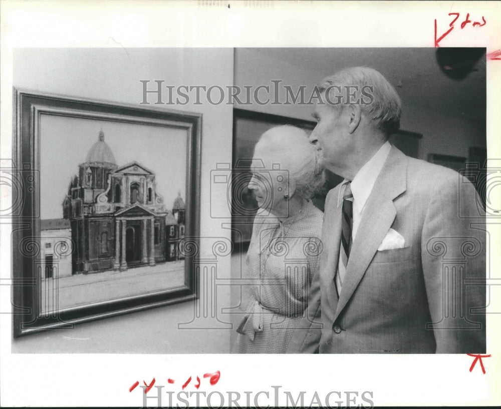 1981 Press Photo Gladys & A.L. Selig Anniversary Celebration At Dubose Gallery - Historic Images