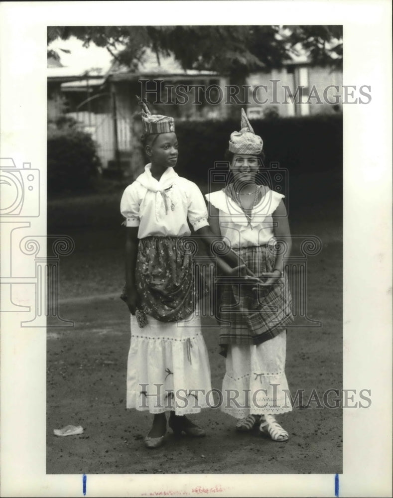 1986 Dominican schoolgirls on Creole Day - Historic Images