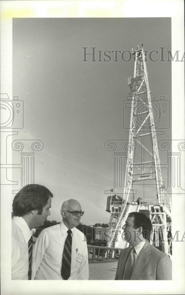 1984 Press Photo Connie Watson, Frank Ratlief &amp; Ron Robison at Dreco Inc Houston - Historic Images