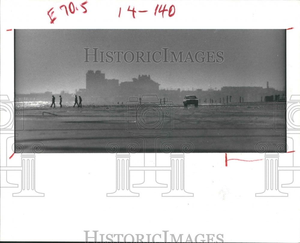 1980 Carload Of People Enjoy Galveston's East Beach in Texas. - Historic Images