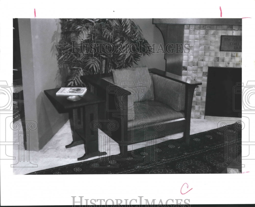 1989 Prairie Style Stickley Chair With School Architecture Furniture - Historic Images