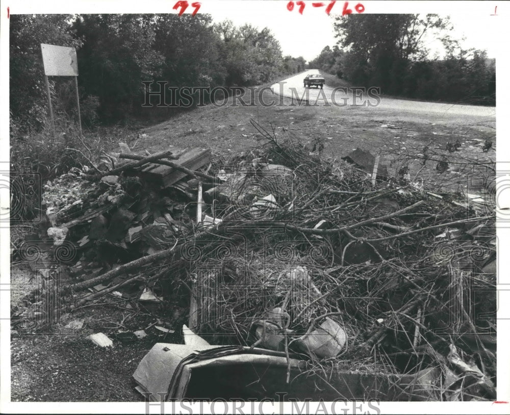 1980 Press Photo Pile of trash near Bear Creek Park, Houston - hca19030 - Historic Images