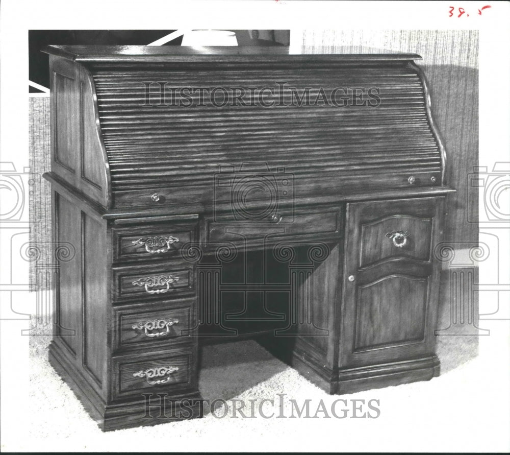 1983 Fancy Riverside Computer Handmade Rolltop Desk Furniture. - Historic Images