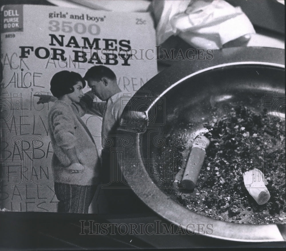 1964 Press Photo Names for Babies Book at Florence Crittenton Home in Houston. - Historic Images